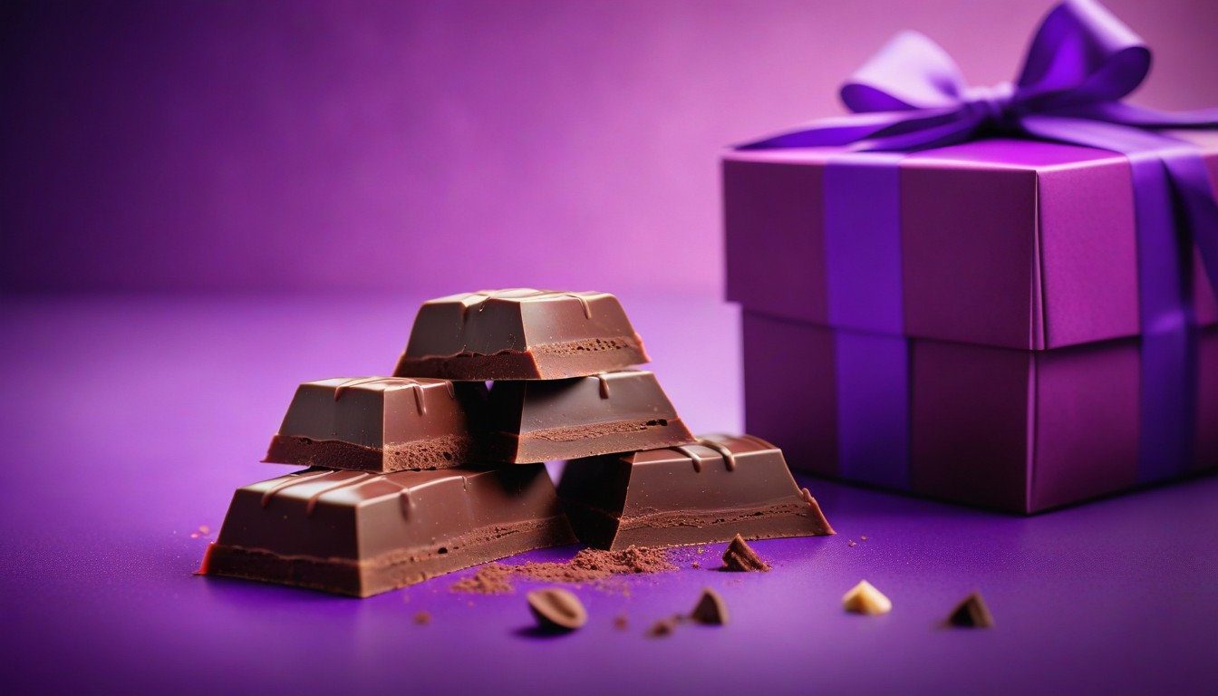 a purple covered chocolate